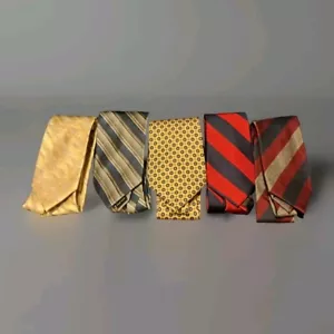 Lot Of 5 Mixed Brand Striped Mens 100% Silk/Neckties-Van Huesen-Stafford & more - Picture 1 of 5