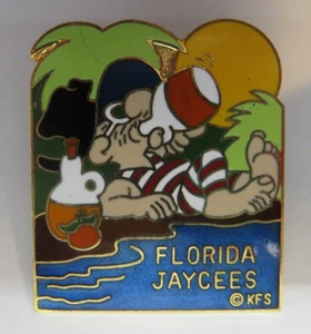 Prendedor esmaltado STUFFY SMITH Florida JAYCEES PIN Beach Bum de colección - Imagen 1 de 2