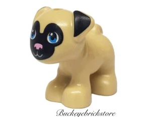 NEW Lego Minifig TAN DOG, PUG Town Boy Girl Friends House Pet Animal Puppy - Picture 1 of 1