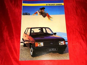 TALBOT Samba Basis LS Rallye Cabriolet Folleto Folleto 1985 - Imagen 1 de 1