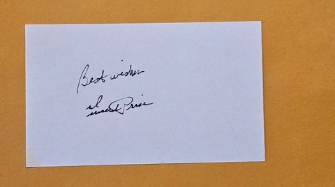 VINCENT PRICE SIGNED 3x5 INDEX CARD AUTOGRAPH - HOUSE ON HAUNTED HILL Cover