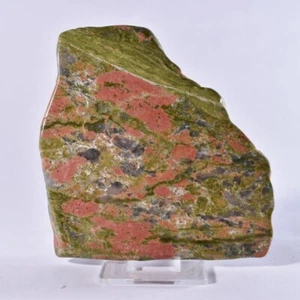 Pieza de exhibición de muestras de forma libre de rebanada pulida de cristal Unakita 89 mm EE. UU. - Imagen 1 de 4