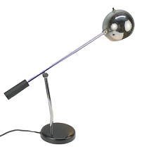 VTG Mid Century Robert Sonneman ERA Adjustable Chrome EYE Ball BLACK Desk Lamp