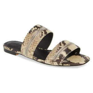 Sandalo scorrevole nuovo senza scatola $148 Rebecca Minkoff Marciann serpente goffrato - Foto 1 di 5