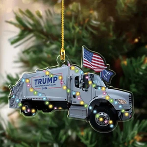 Trump Make Christmas Great Again Ornament 2024 Garbage Truck Ornament   - Picture 1 of 11