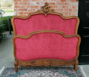 French Antique Carved Walnut Louis XV Full Size Bed with Rails | Elegant Design - Picture 1 of 10