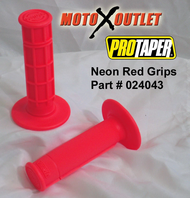 Pro Taper Neon Dirt Bike Grips Motocross Motorcycle Handlebar Protaper Pink Red - Image 1 of 1