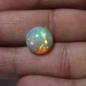 12 MM Round 3.9 Cts Natural AAA Green Yellow Red Fire Ethiopian Opal Cabochon - Picture 1 of 10