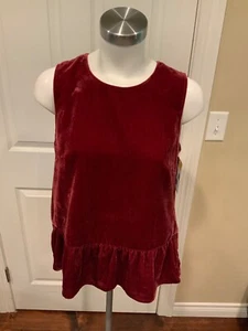 J. Crew dunkelrosa weinrot Samt Schößchen Tanktop, Größe 8 (US), neu mit Etikett! - Bild 1 von 5