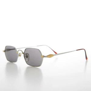 Silver Hexagon Vintage Optical Quality Sunglasses with Gold Accent - Tempe - Picture 1 of 3