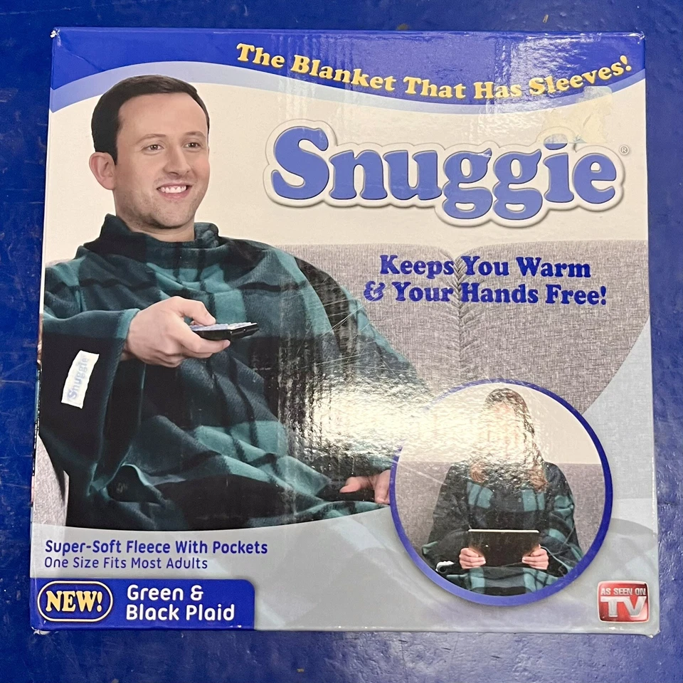Snuggie the Original Wearable Blanket with Sleeves Green/Black plaid  (Open Box) - Image 1 of 2