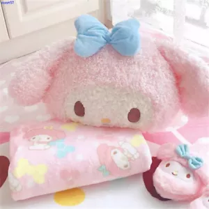 Cartoon My Melody Throw Blanket Plush Doll Pillow Office Nap Cover Blanket Sets - Picture 1 of 8