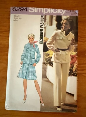 Vintage Simplicity Designer 6294 Misses Sz 12. Skirt & Pant Suit Lined  UNCUT - Image 1 of 2
