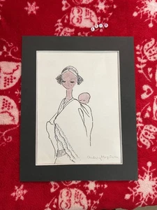 Vintage UNICEF ART SKETCH BY AUDREY HEPBURN 1988 MOUNTED - Picture 1 of 3