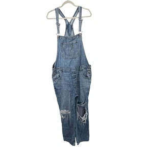 American Eagle Tomgirl Denim Overalls Distressed Western Festival Womens XL - Picture 1 of 10