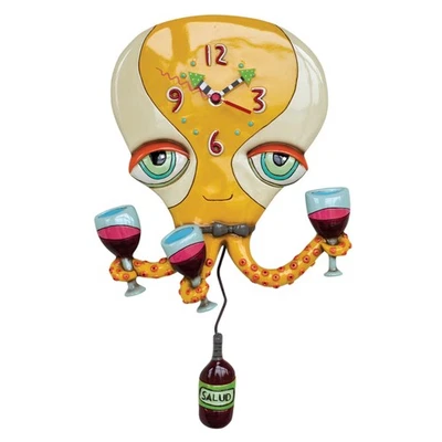 Allen Designs Happy Hour Octopus Hand Painted Pendulum Wall Clock - Image 1 of 4