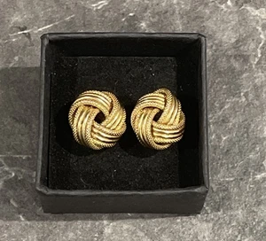 Chunky Vintage 9ct Yellow Gold 375 Hallmarked Love Knot Earrings Weight 4.0 Gram - Picture 1 of 5