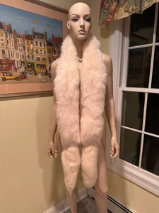 86 Zoll - 5 Zoll weiß creme Polarfuchs Echtpelz Boa Schal Halstuch Stola Old Hollywood - Bild 1 von 7