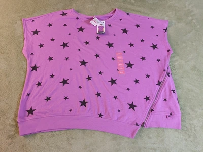 Top de felpa francesa con estampado de estrellas XXL Seven7 para mujer cremallera lateral uva ahumada Foto 1 de 4