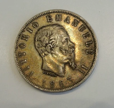 ITALIE 2 LIRA SILVER 1863  NAPLES - Image 1 of 2