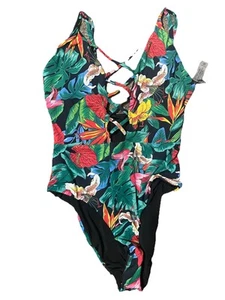 Fashion Nova XL Resting Beach Face swimsuit NWT tropical floral swim 1 piece - Picture 1 of 5