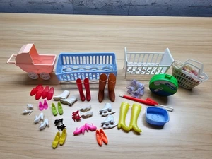 LOT OF BARBIE ACCESSORIES - SHOES, BABY CRIBS, LUGGAGE, ETC. - Picture 1 of 5