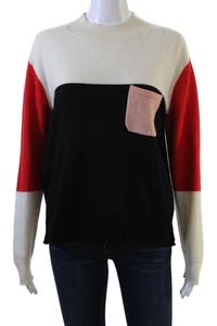 Chinti & Parker Womens Cashmere Knit Colorblock Sweater Top Cream Size XS - Picture 1 of 6