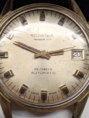 Rare RODANIA Aquaseal 333 COMPRESSOR Men Wrist Watch Swiss Automatic Gold 25J - Image 1 of 4