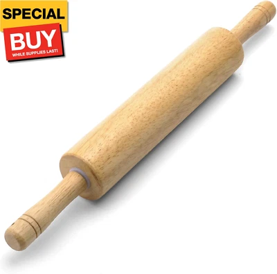 Classic Wood Rolling Pin for Baking, Professional Hardwood Dough Roller with Com - Image 1 of 4