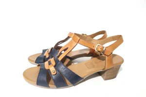 Made In Turkey Diana Ferrari Size 9 Womens Multi Leather Block Heel Sandals - Picture 1 of 6