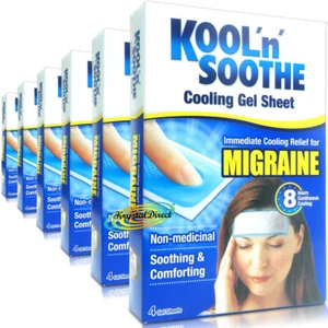 6x Kool n Soothe Cooling Migraine Headache Pain Relief Gel 4 Sheets (24 Pads) - Picture 1 of 1