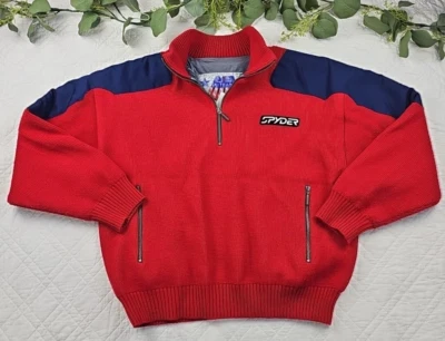 VTG Spyder Pullover 1/4 Zip Knit Sweater Wool Blend Size M Red - Image 1 of 4