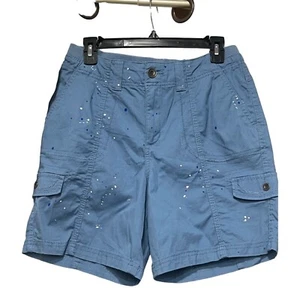 Style & Co Women's Printed Mid Rise Zig Zag Shorts, Blue Splatter, Sz. 8 - Picture 1 of 8