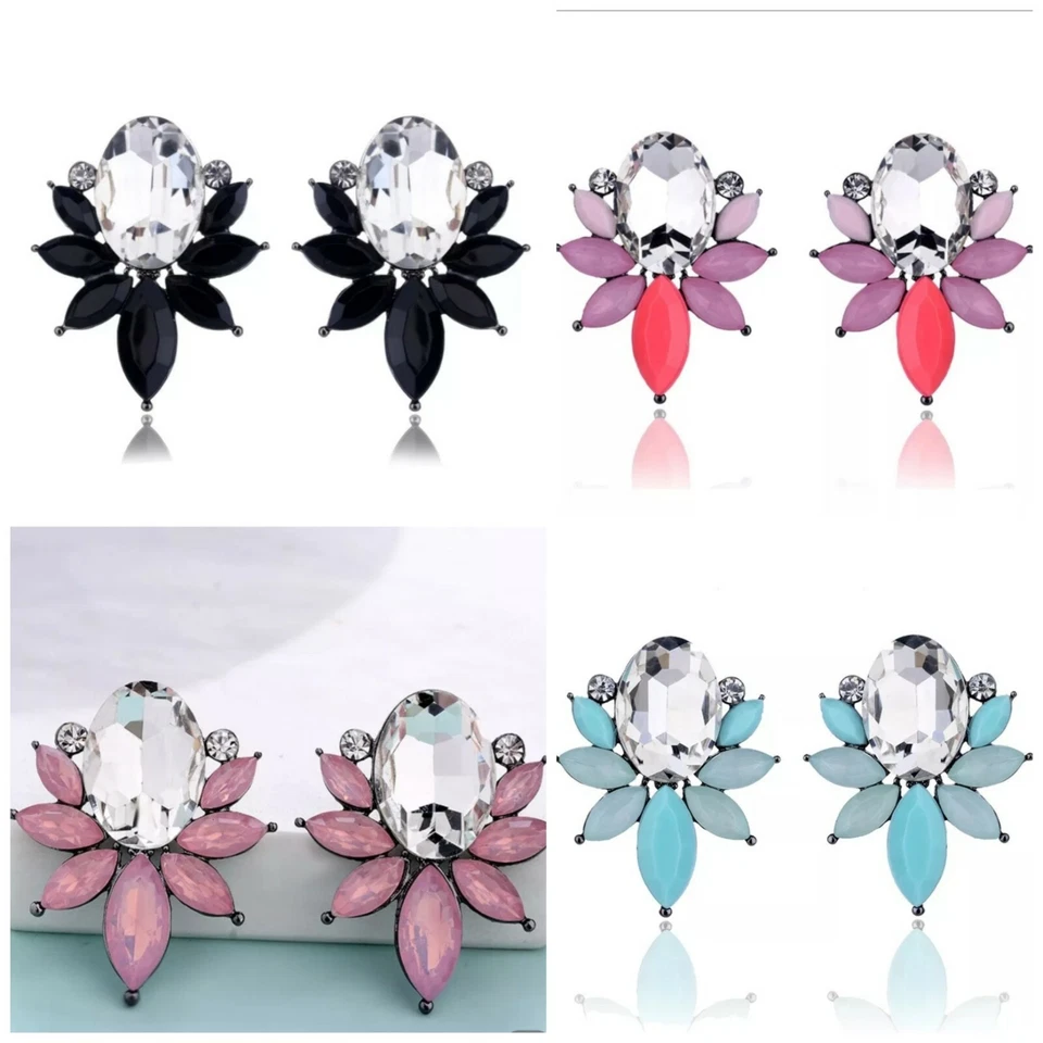 Orecchini donna pendenti base argento con strass e pietre colorate - Immagine 1 di 1