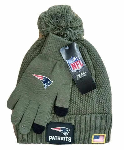 New England Patriots NFL Beanie and Gloves Set Salute to Service One Size $50 Cover