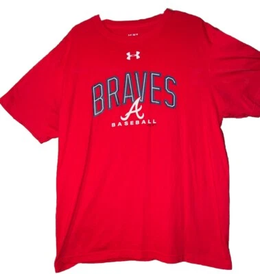 Under Armor Atlanta Braves Red Tshirt X-Large Baseball MLB - Image 1 of 4