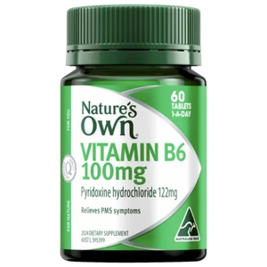 Nature's Own Vitamin B6 100mg 60 Tablets Relieves PMS Symptoms Energy Vegan - Picture 1 of 3