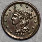 Unzirkuliertes 1855 geflochtenes Haar halber Cent, gut geschlagenes Exemplar.