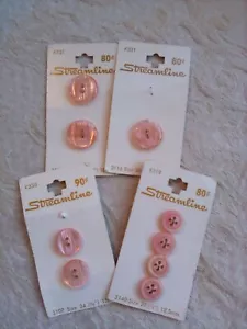 Streamline Lot 9 Vintage Pink Plastic Buttons Made in Italy 3 18 mm 2 15mm 4 12m - Picture 1 of 10