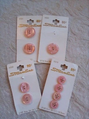 Streamline Lot 9 Vintage Pink Plastic Buttons Made in Italy 3 18 mm 2 15mm 4 12m - Image 1 of 4