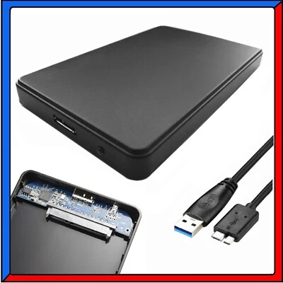 Box Custodia Case per Hard Disk Esterno Porta HDD SSD da 2.5 Sata Usb 3.0 Nero - Immagine 1 di 4