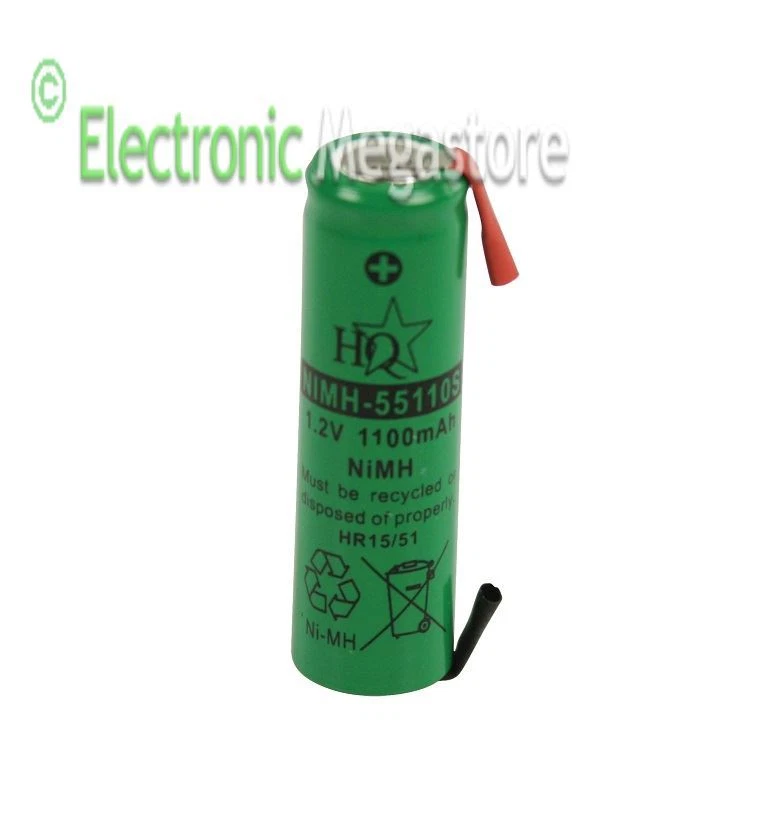 HQ BATTERIA STILO NiMh AA R6 1,2 V - 1100 mAh con LAMELLE A SALDARE