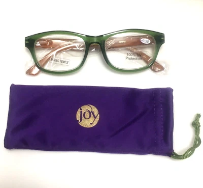 Gafas de lectura Joy Mangano verde lente Spring Temple +3,50 - 8C Foto 1 de 4