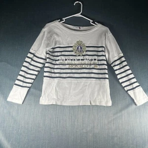 Nouvelle Vague Women Shirt Size S White Striped Cotton Casual Monte Carlo Monaco - Picture 1 of 10