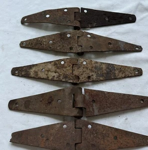 Lot of 5 Vintage Antique Rusty Rustic Barn Door Gate Hinges 12" X 2.5" Barn Find - Picture 1 of 8