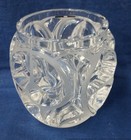 Signed Lalique France French Frosted Cut to Clear Crystal Glass Heavy Vase