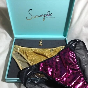 2 pairs of Scrumpies golden and pink Luxury Knicker 8-16 RRP £55 BNIB GiftBox - Picture 1 of 4