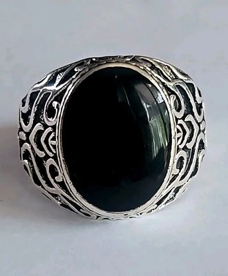 ANILLO PULIDO ÓNIX NEGRO TALLA 7.5 PLATA TITANIO CALIDAD NUEVO PARA HOMBRE Foto 1 de 4