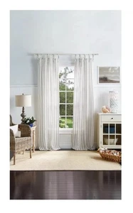 95"x 37" Martha Stewart 2pk Laguna Striped 95" Curtain Panel Pair Gray T51 - Picture 1 of 4