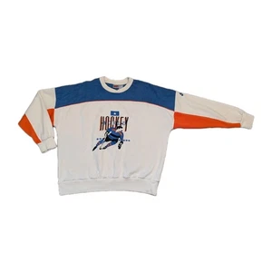 Maglione girocollo trapuntato ricamato Nike Hockey World vintage uomo taglia large - Foto 1 di 8